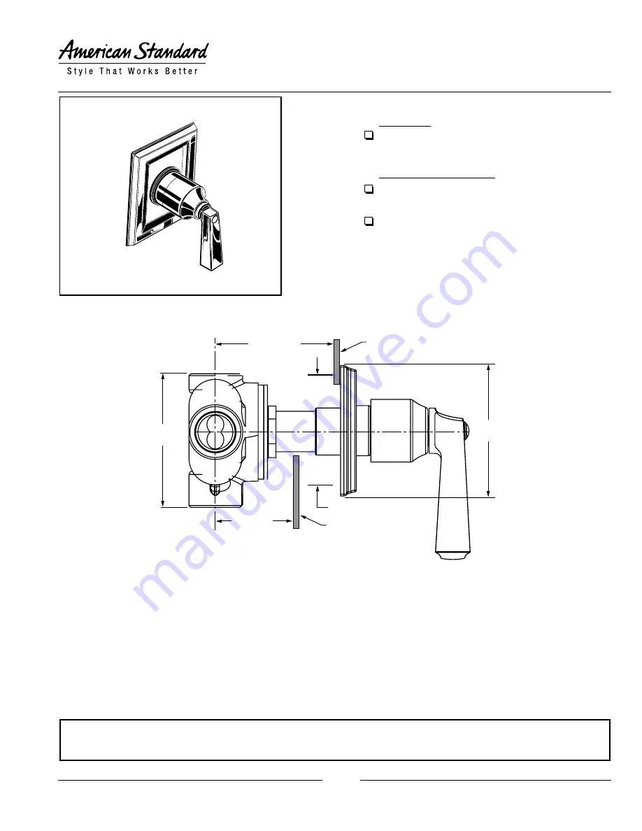 American Standard Diverter Valve Trim T555.430 Specification Sheet Download Page 1