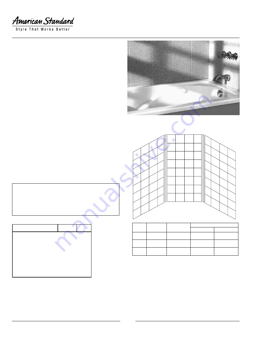 American Standard Dupont Corian 6030.LBW Specification Sheet Download Page 1