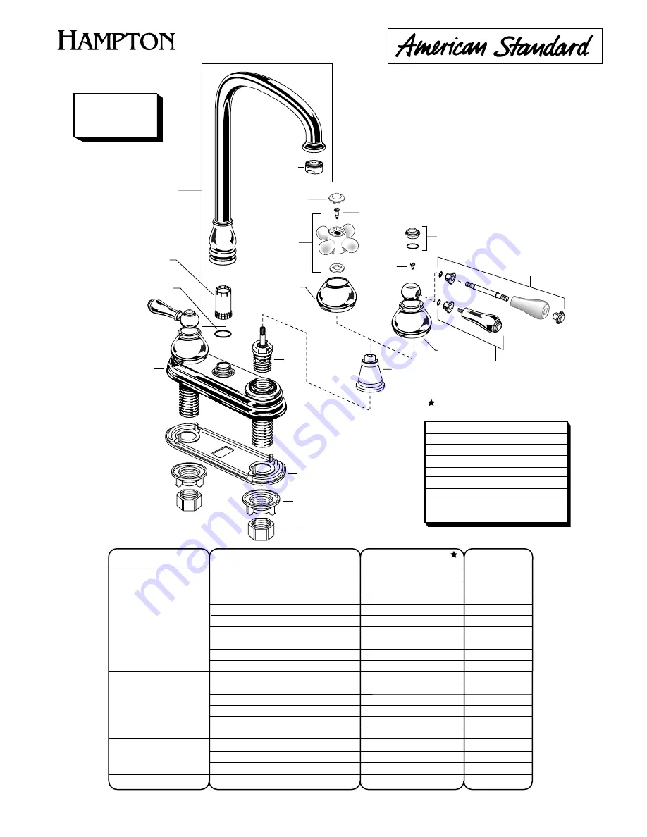 American Standard Hampton 2770.702 Parts List Download Page 1