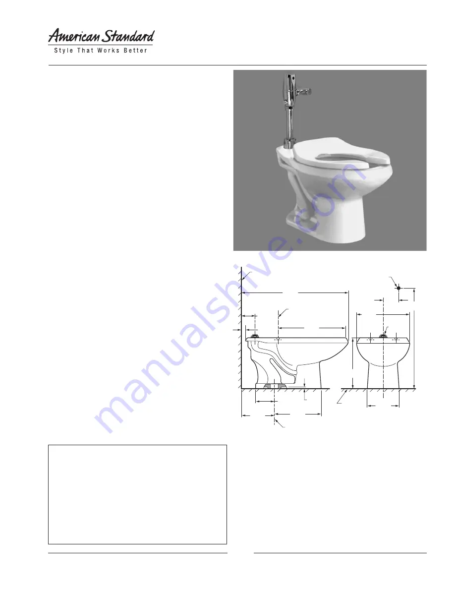 American Standard Madera 2234.015 Specification Sheet Download Page 1