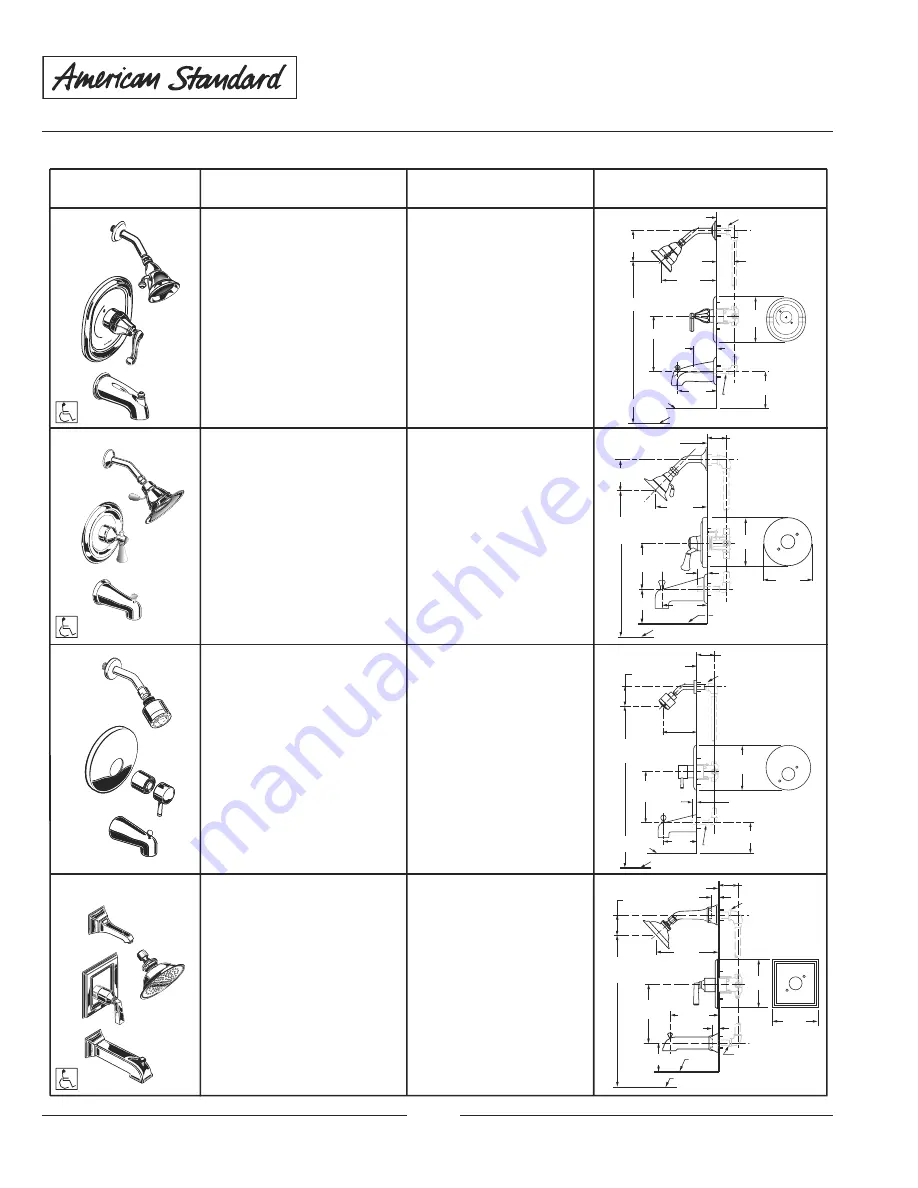 American Standard Pressure Balance Bath/Shower Temperature Control Valve R110 Specification Sheet Download Page 4