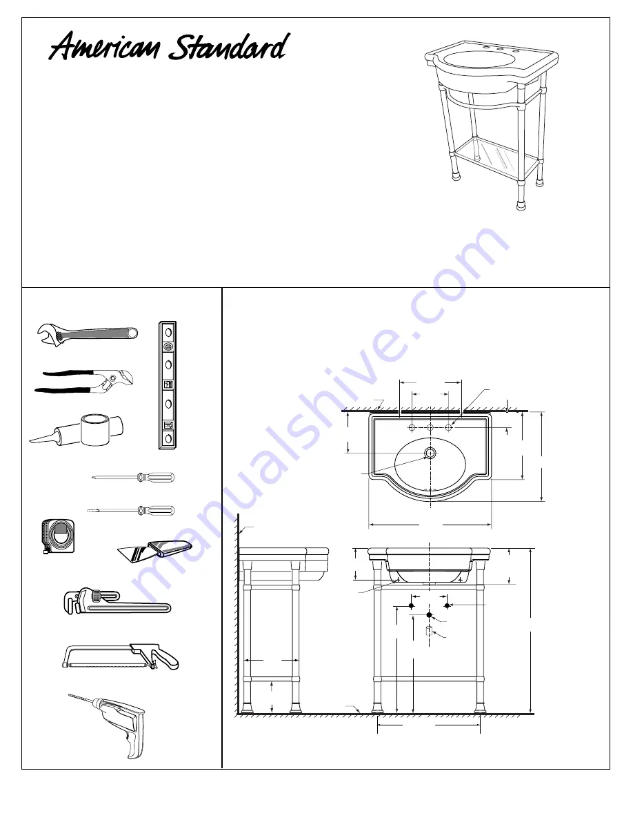 American Standard Retrospect Console Table 7812.002 Скачать руководство пользователя страница 1