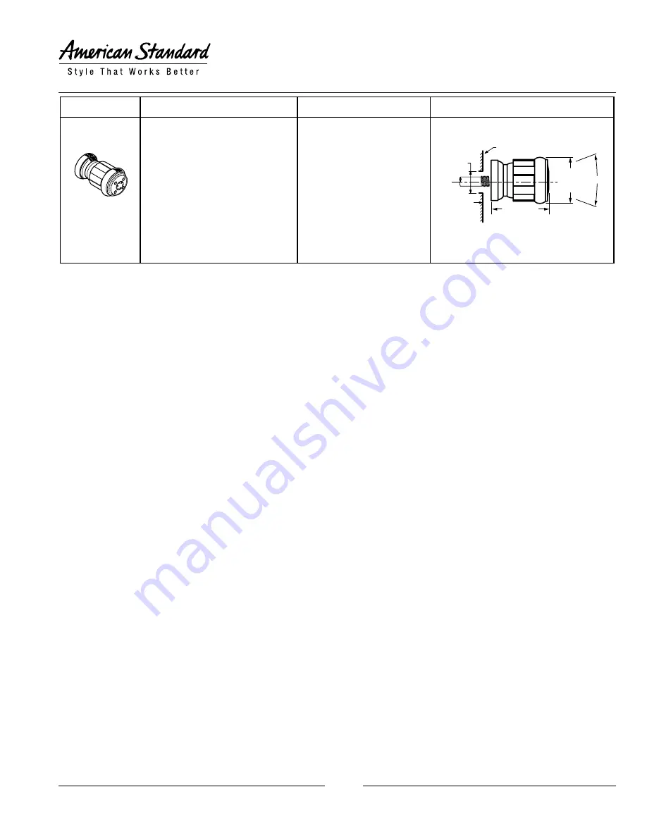 American Standard Shower Systems 1660.125 Specification Sheet Download Page 1