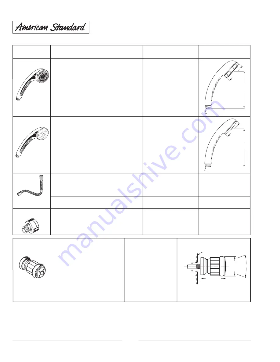 American Standard Shower Systems 1660.525 Specification Sheet Download Page 2