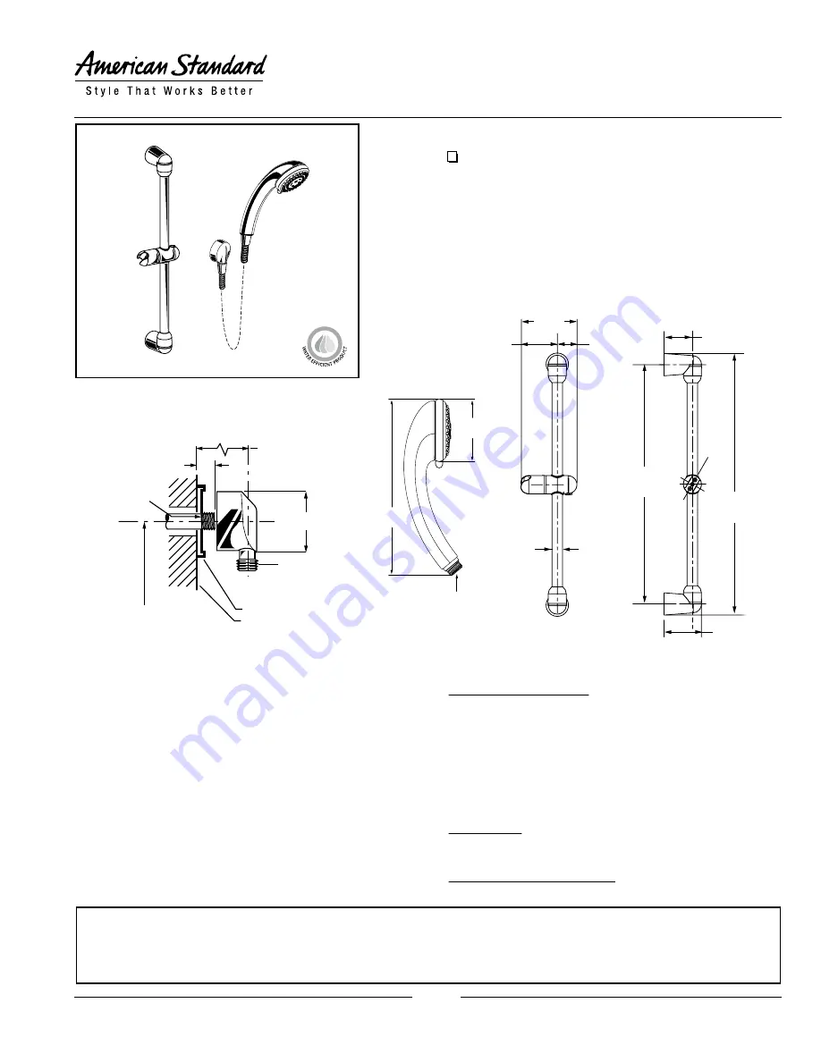 American Standard Shower Systems 1662.604 Specification Sheet Download Page 1