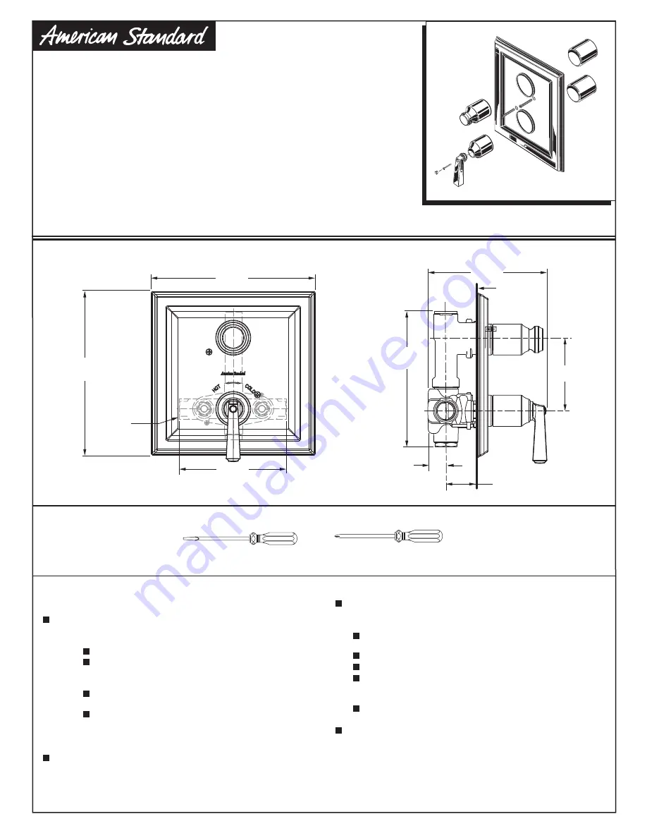 American Standard Town Square T555740 Installation Instructions Manual Download Page 1