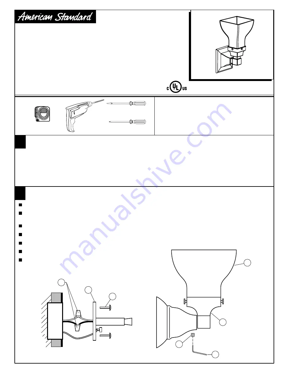 American Standard Town Square Wall Sconce 2555.081 Installation Instructions Download Page 1