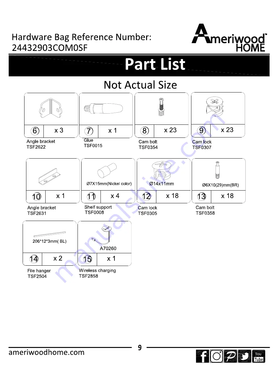 Ameriwood HOME 4432903COM Instruction Booklet Download Page 9