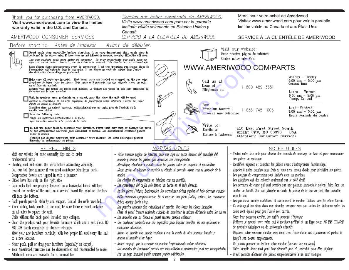 Ameriwood HOME 5187096COM Скачать руководство пользователя страница 2