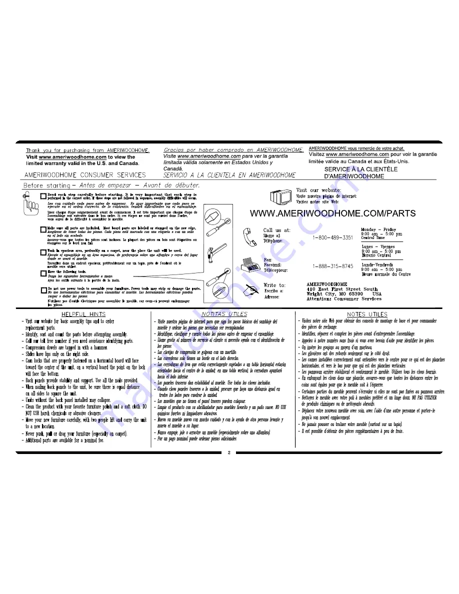 Ameriwood HOME 5962215COM Assembly Instructions Manual Download Page 2