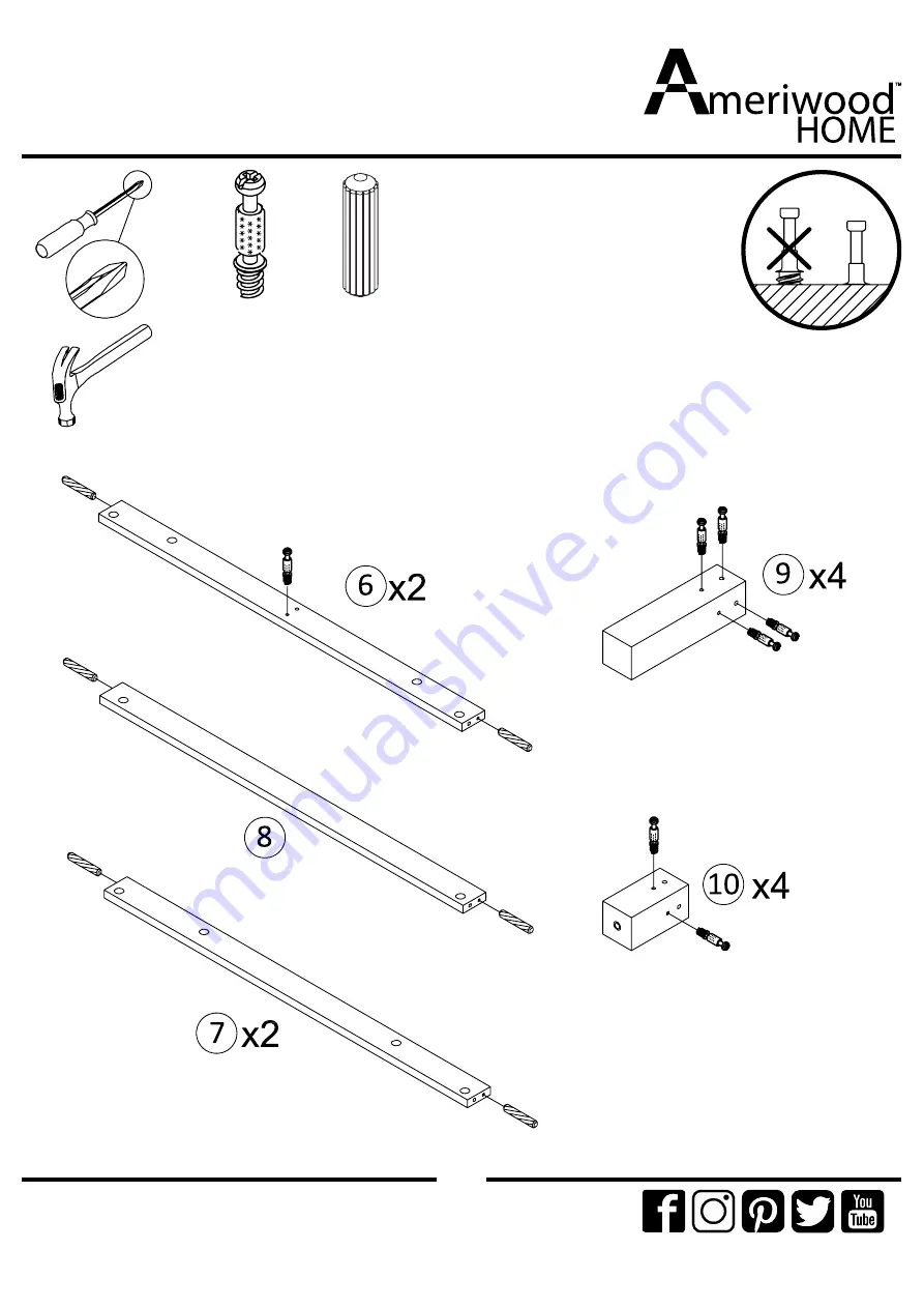 Ameriwood HOME B345047096COM01 Assembly Instruction Manual Download Page 6