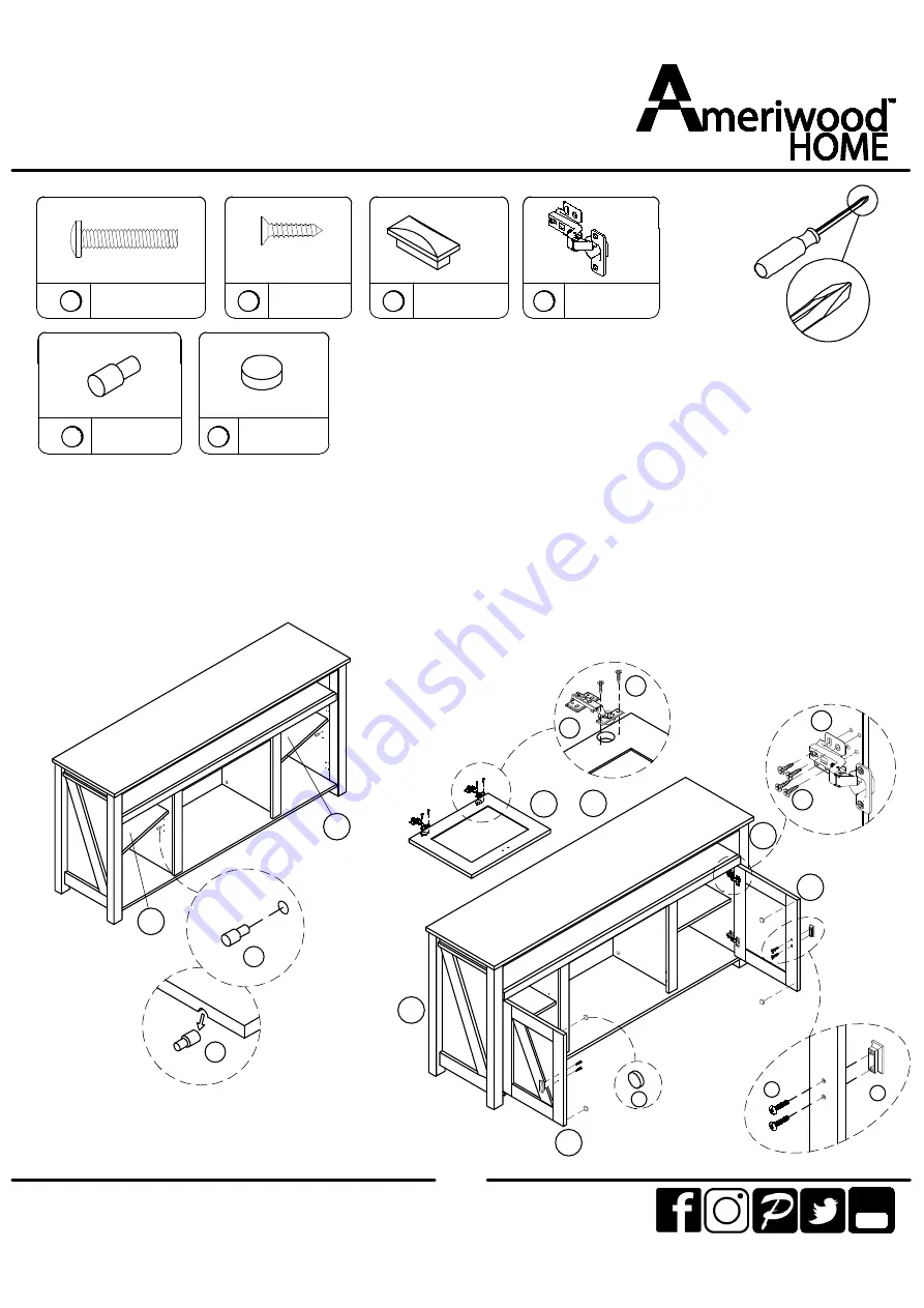 Ameriwood HOME Farmington 1795096COM00GO Manual Download Page 18