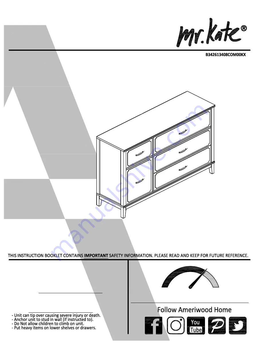 Ameriwood HOME mr.Kate 2613408COM Скачать руководство пользователя страница 1