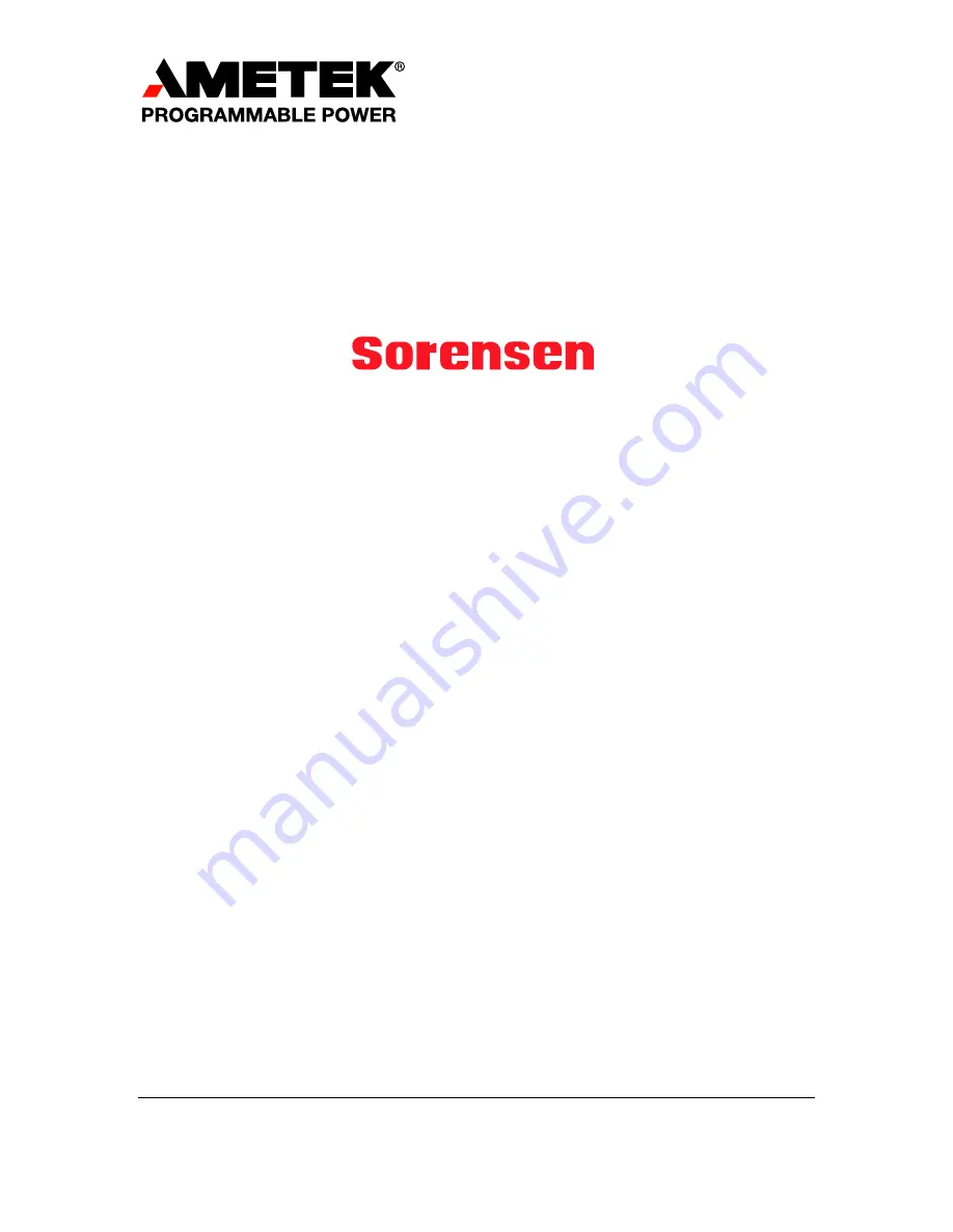 Ametek Sorensen Asterion DC Series Operation Manual Download Page 1