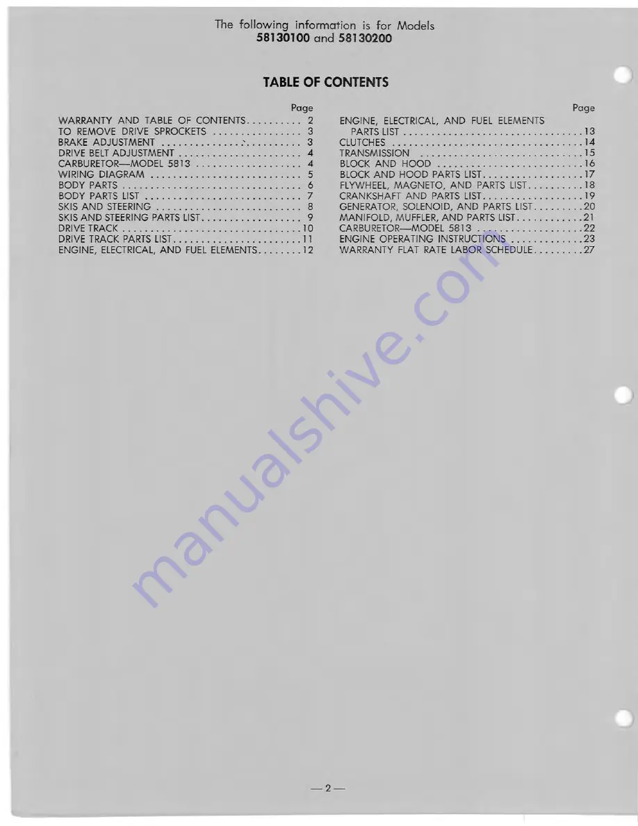 AMF Ski-Daddler 5813-0100 Service Manual Download Page 2