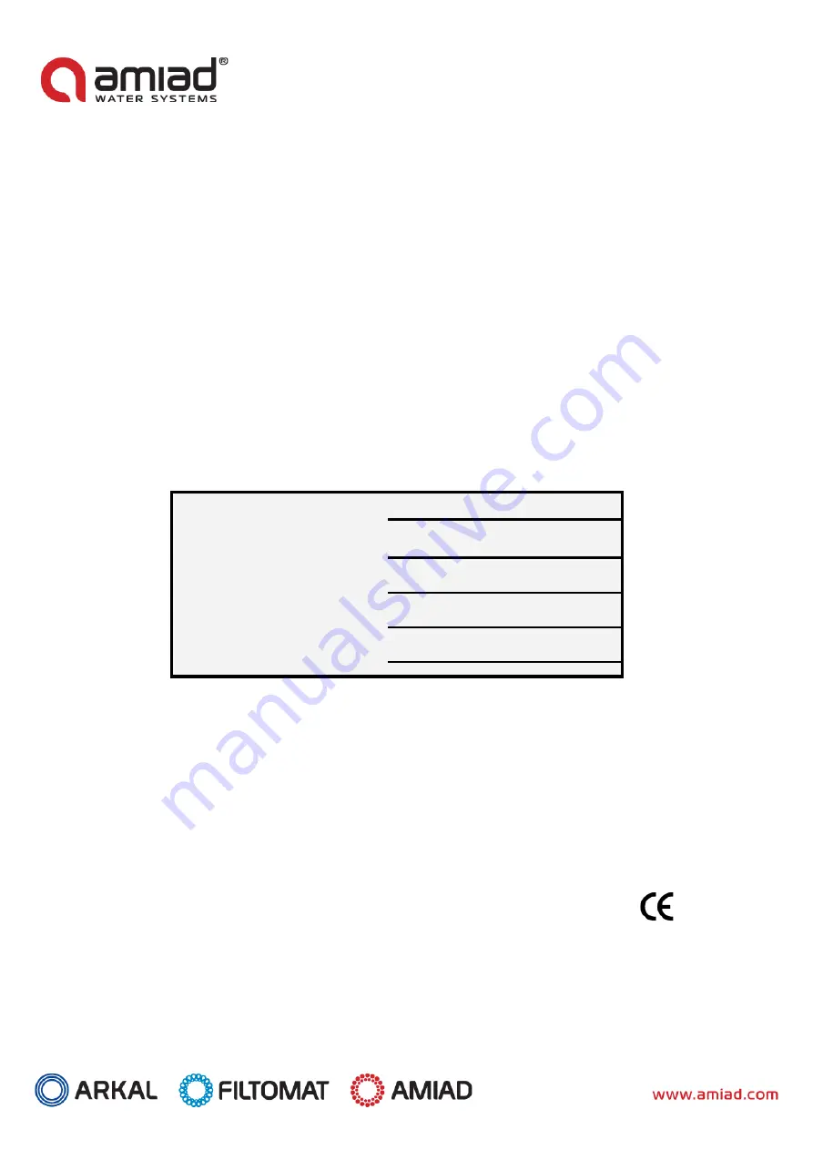 amiad M100 Series User Manual Download Page 1