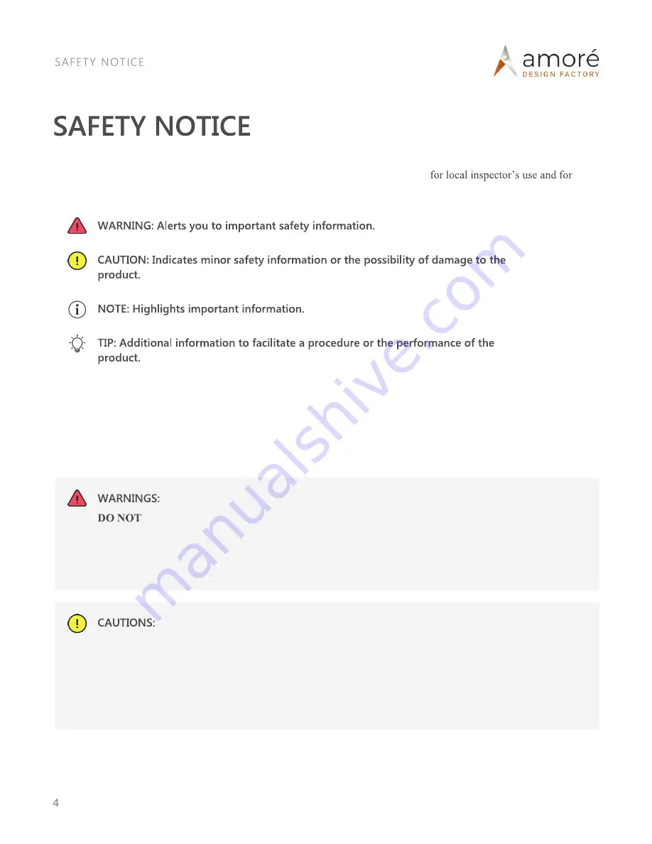 amore WMUI281514-F0 Installation And Care Manual Download Page 4