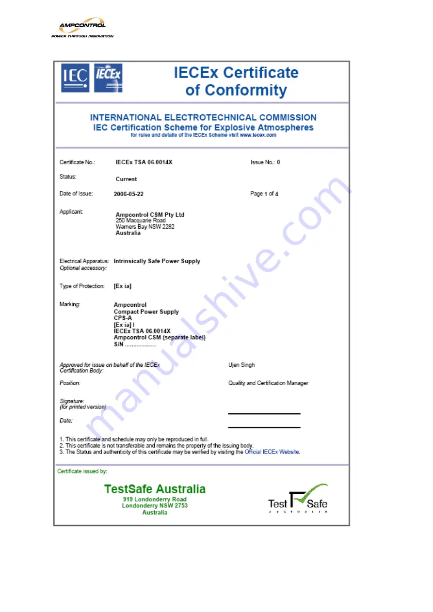 Ampcontrol CPS-A User Manual Download Page 13