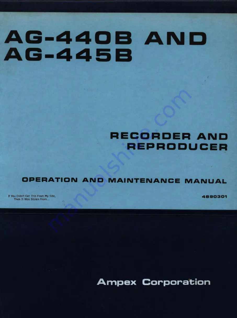 Ampex AG-440 B Operation And Maintenance Manual Download Page 1