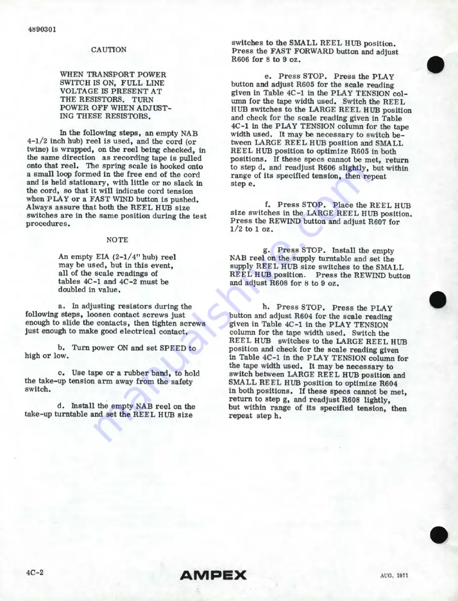 Ampex AG-440 B Operation And Maintenance Manual Download Page 56