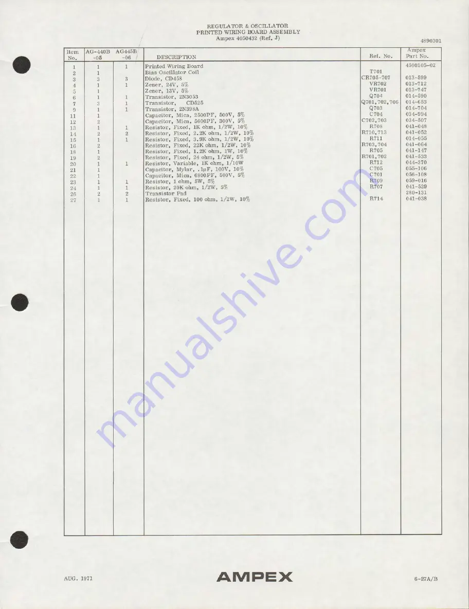 Ampex AG-440 B Operation And Maintenance Manual Download Page 142