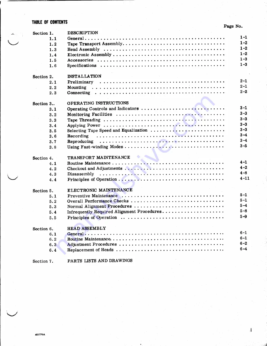 Ampex AG500 Operation And Maintenance Manual Download Page 3