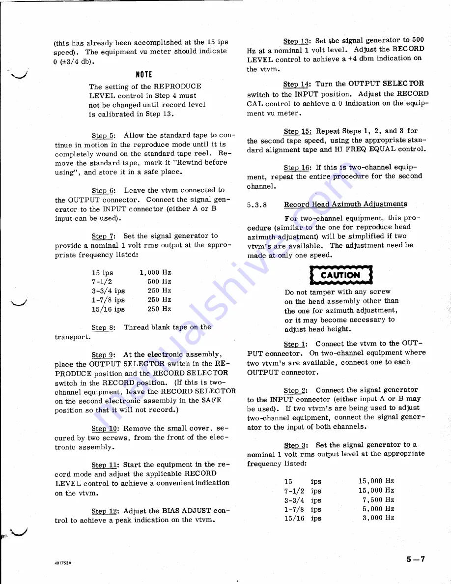 Ampex AG500 Operation And Maintenance Manual Download Page 39