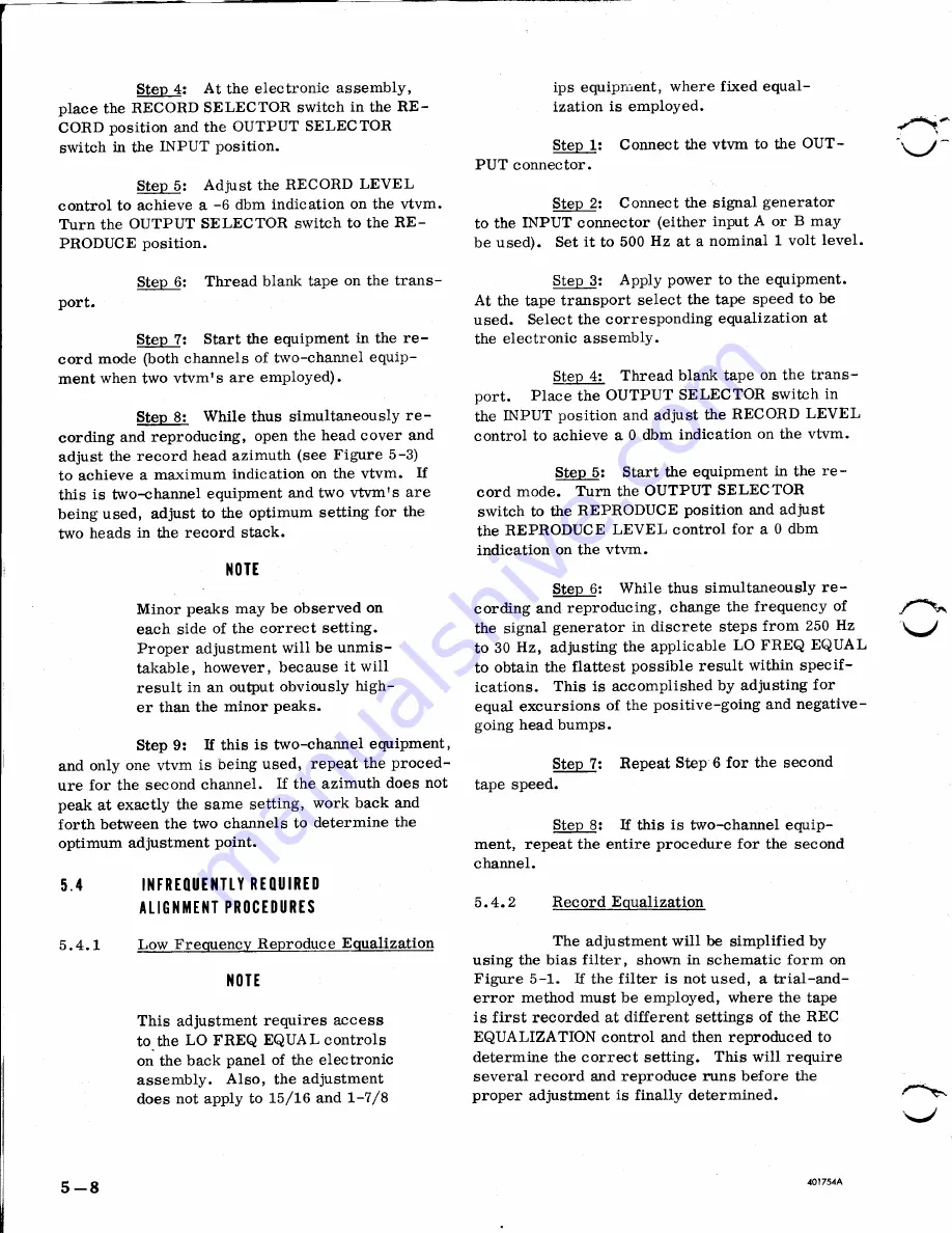 Ampex AG500 Operation And Maintenance Manual Download Page 40