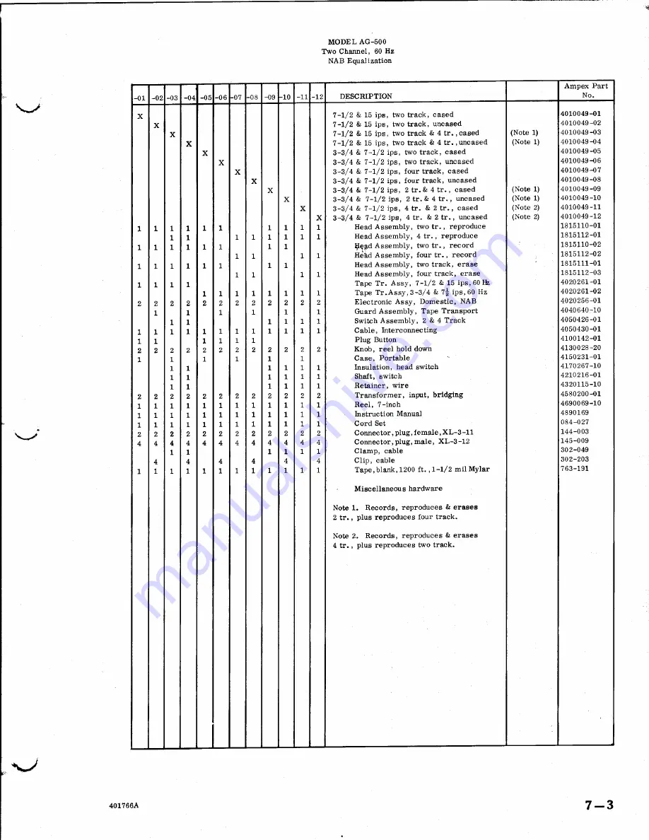 Ampex AG500 Скачать руководство пользователя страница 52