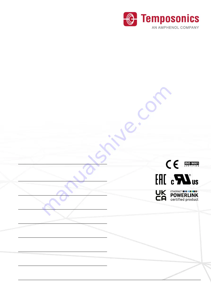 Amphenol Temposonics R V Analog RH5 Operation Manual Download Page 64