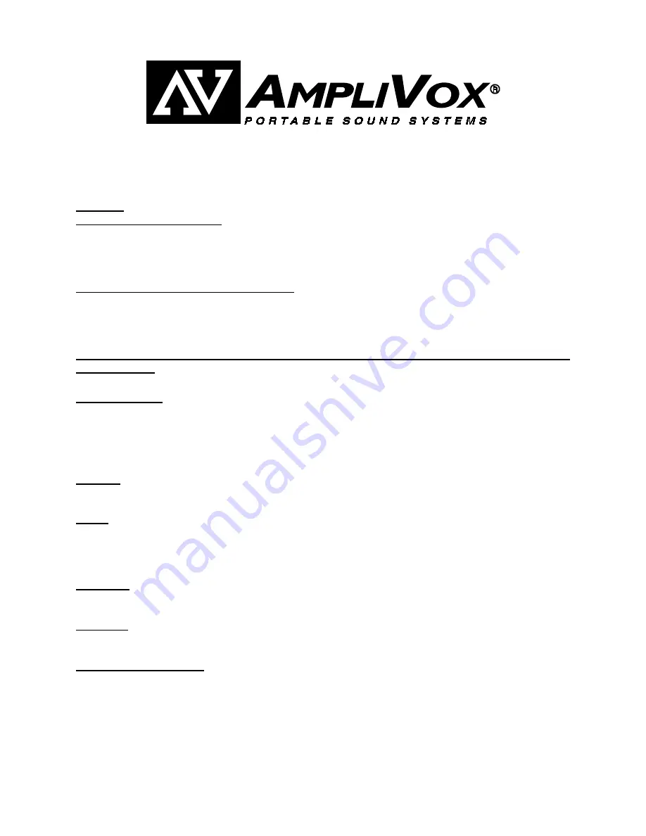 AmpliVox SW805A User Manual Download Page 1