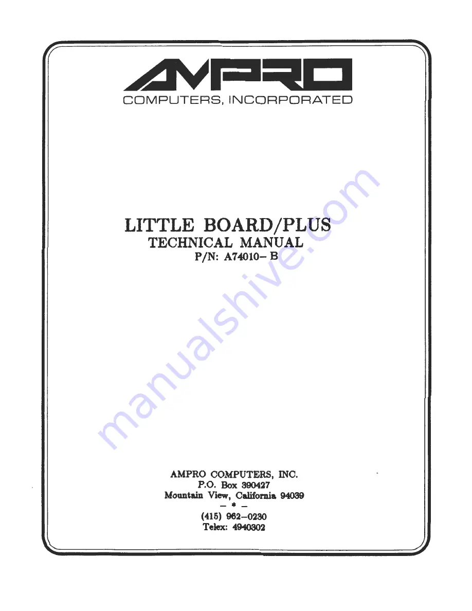 Ampro Little Board Скачать руководство пользователя страница 1