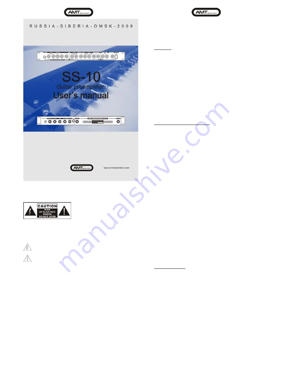 AMT SS-10 User Manual Download Page 1