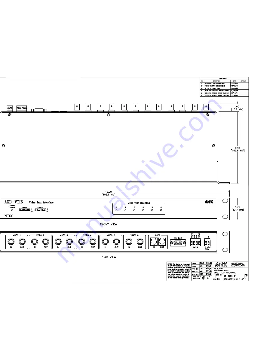 AMX AXB-VTI6 Specifications Download Page 1