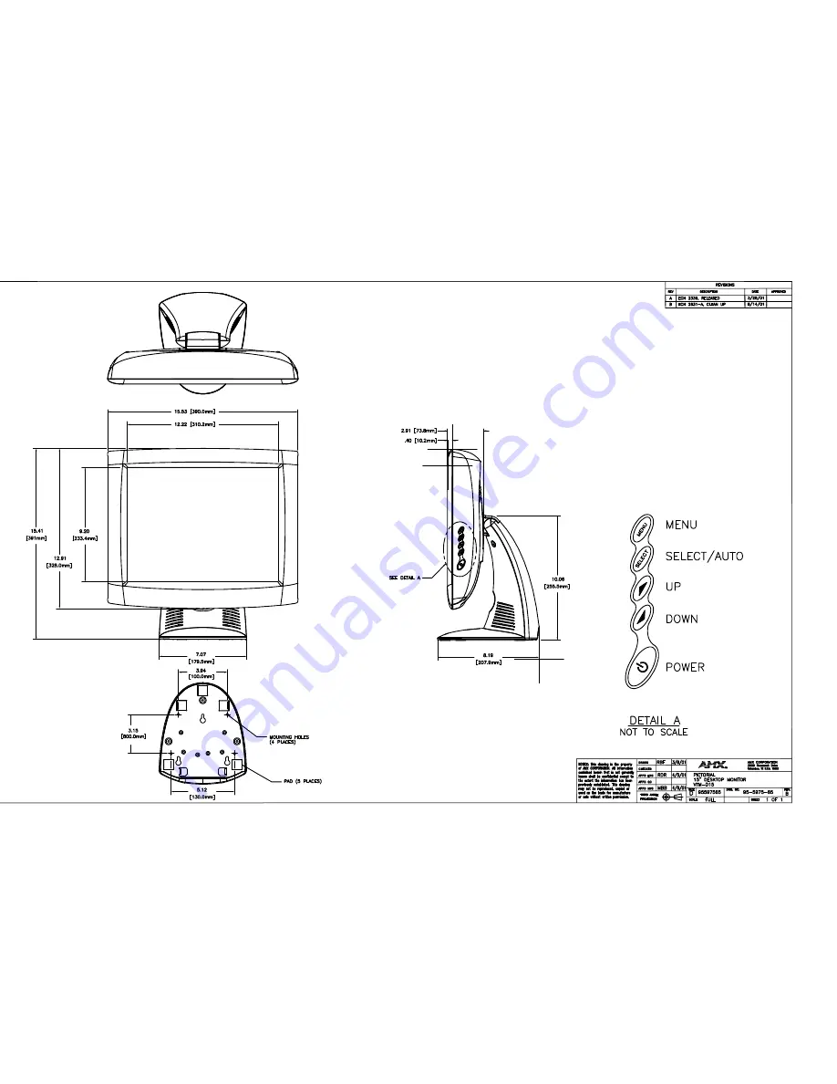 AMX VTM-D15 Product Dimensions Download Page 1