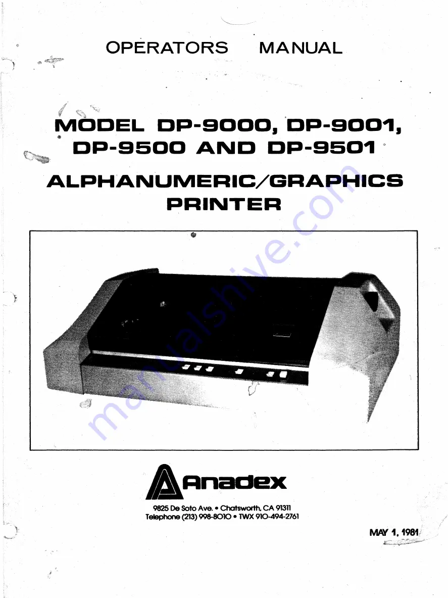 Anadex DP-9000 Скачать руководство пользователя страница 1