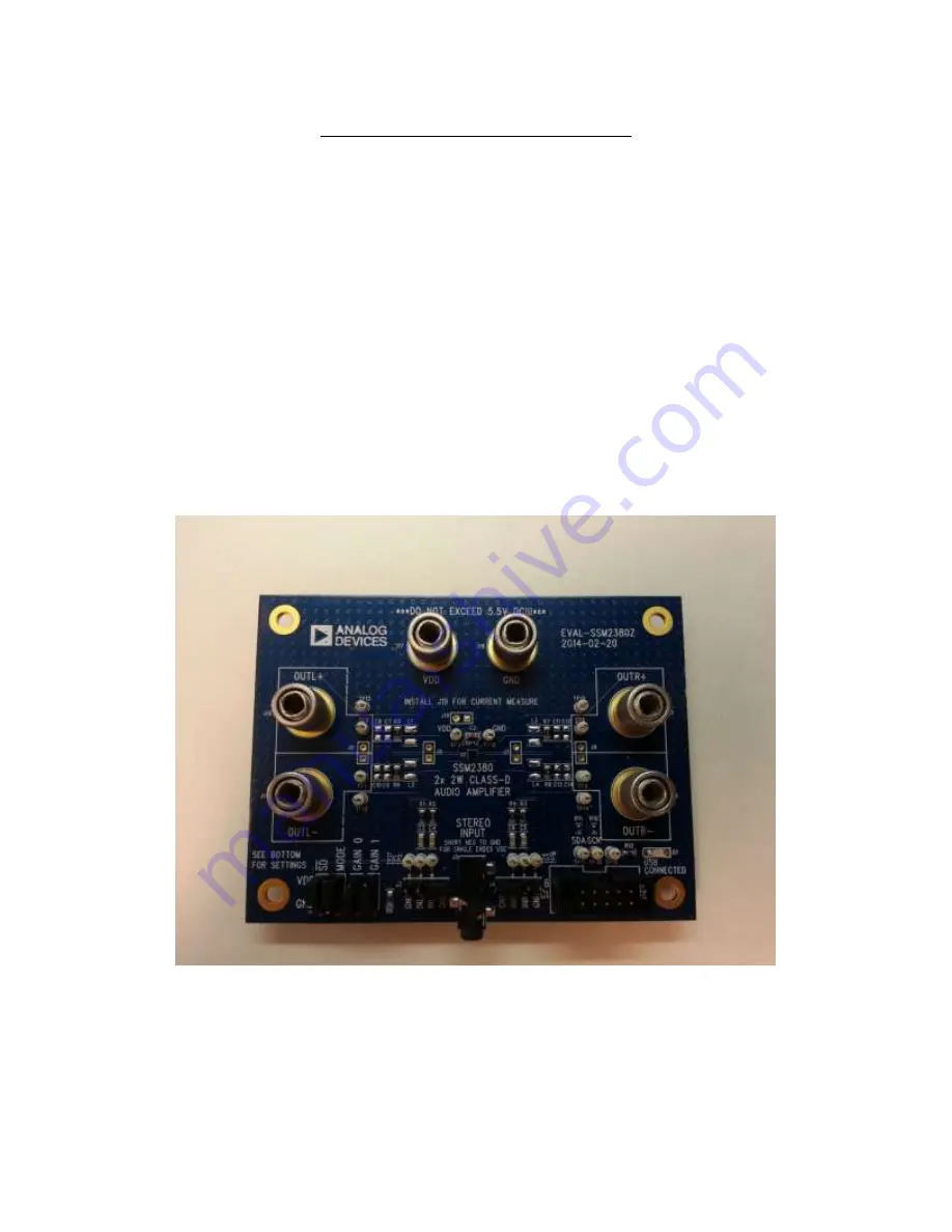 Analog Devices EVAL-SSM2380Z Quick Start Manual Download Page 1