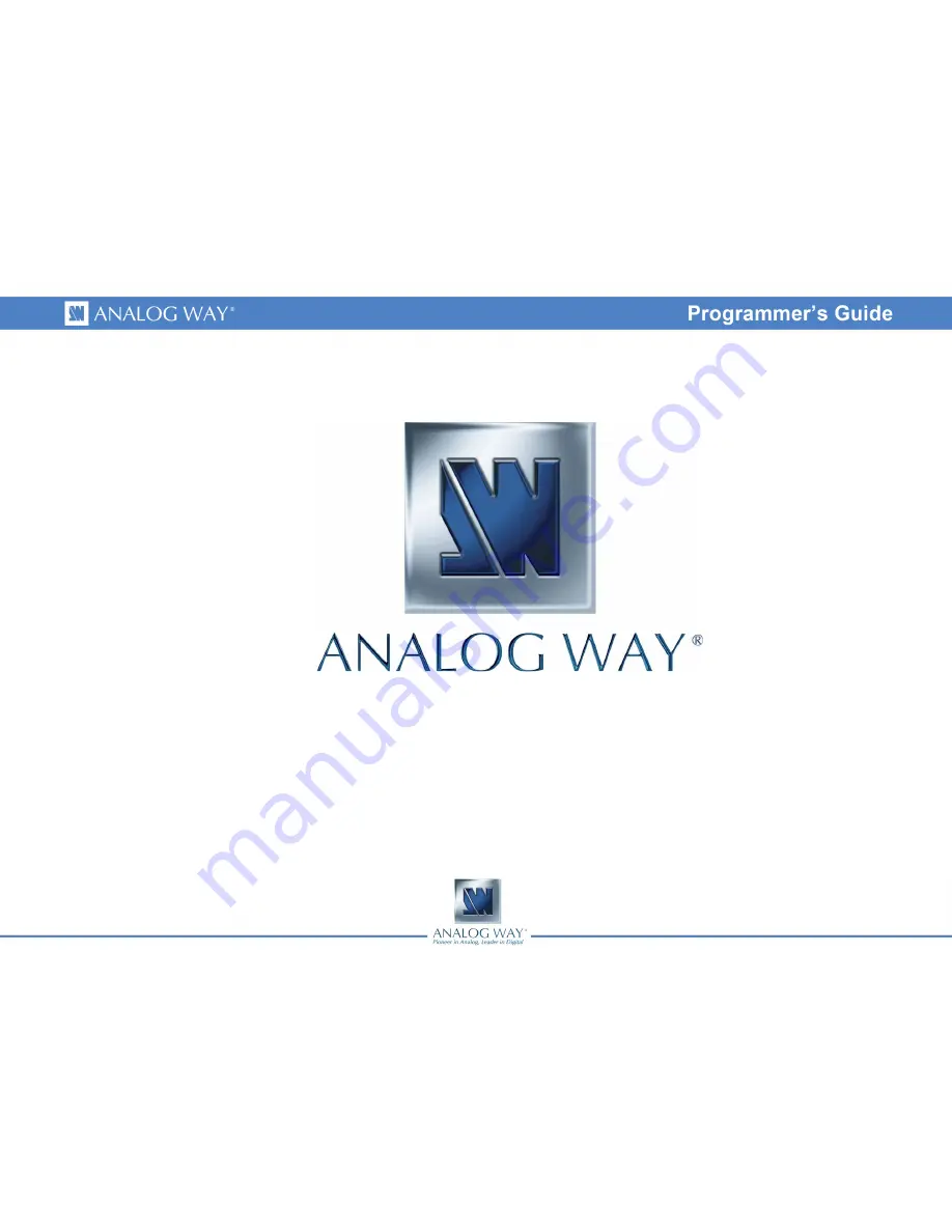 Analog way PLS300 Programmer'S Manual Download Page 1