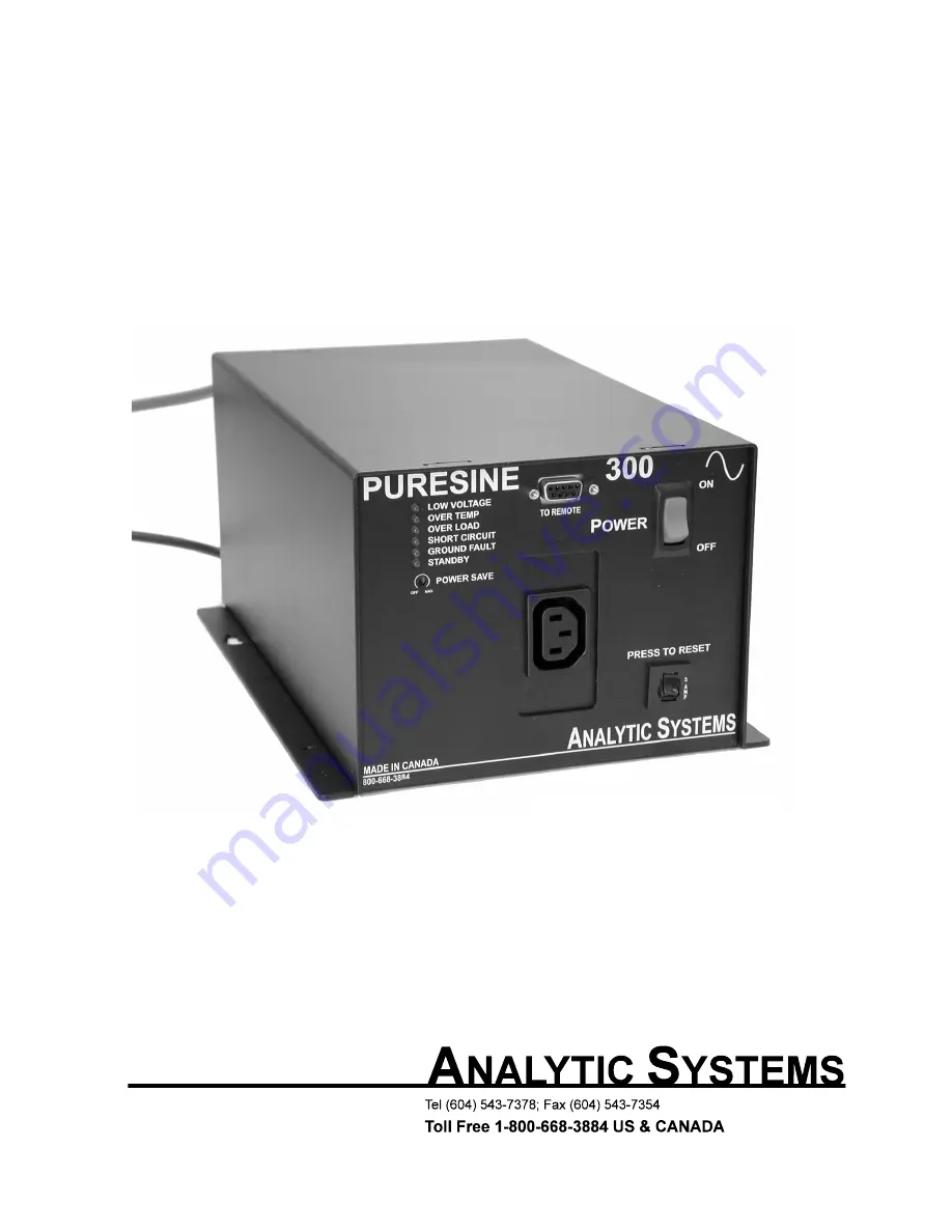 Analytic Systems Pure Sine 300 Скачать руководство пользователя страница 1