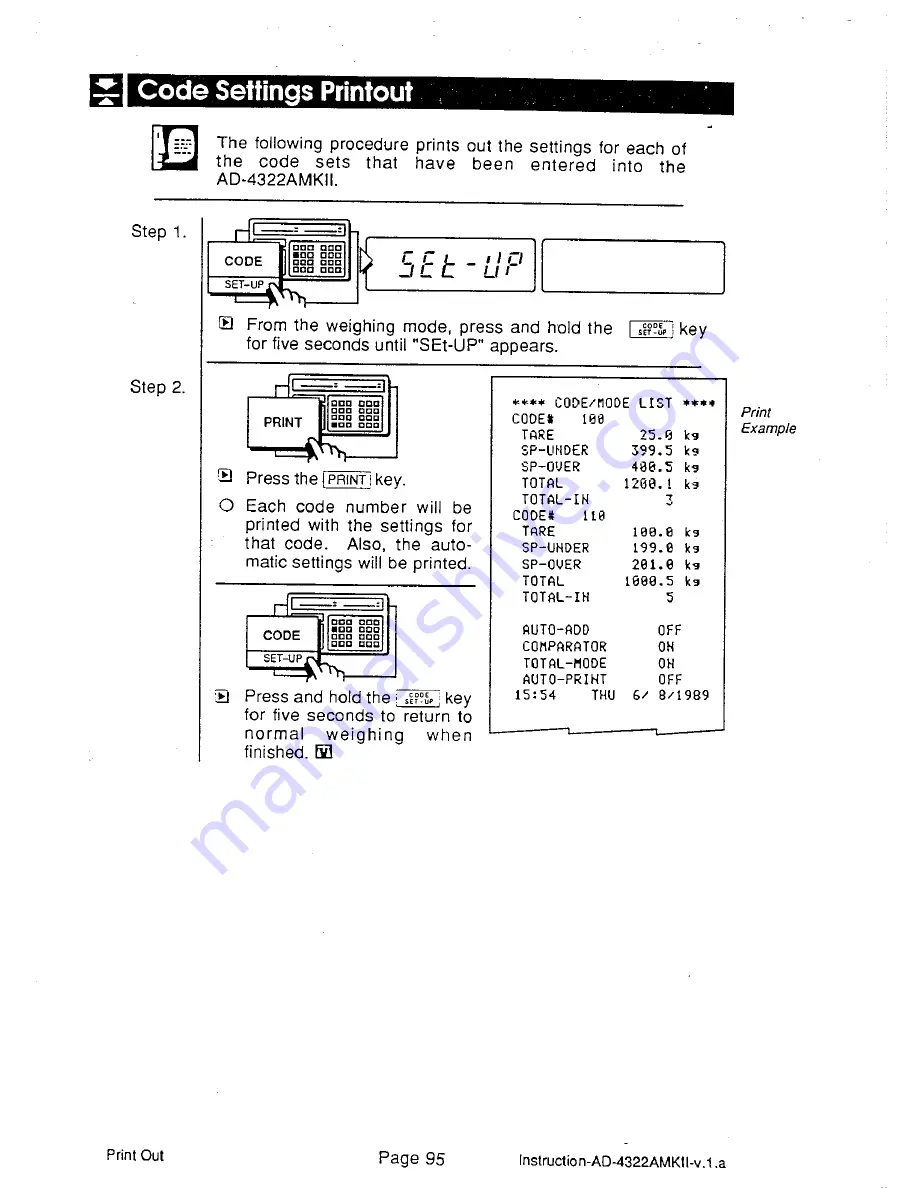 AND Weighing Indicator AD-4322A Mark II (MKII) Instruction Manual Download Page 101