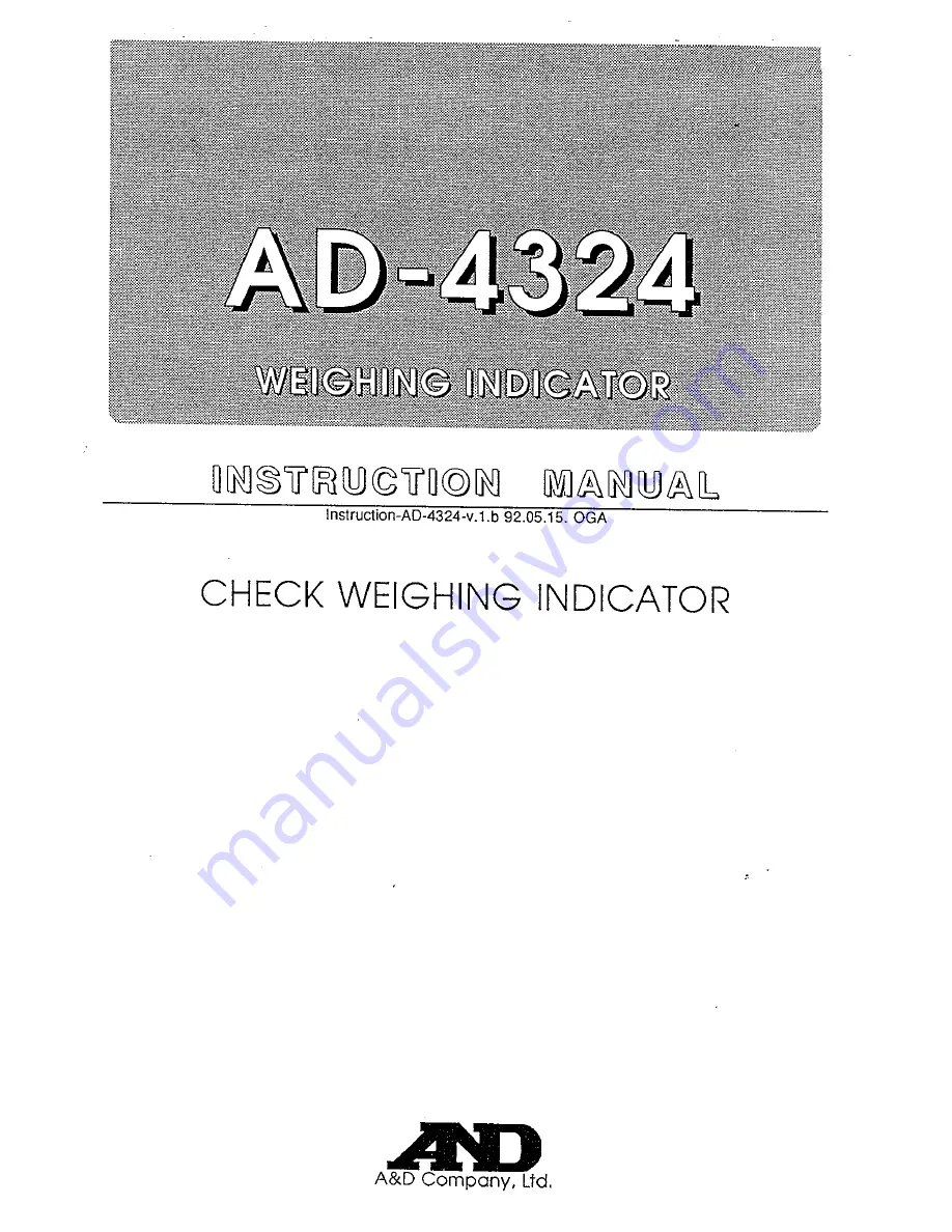 AND Weighing Indicator AD-4324 Instruction Manual Download Page 1