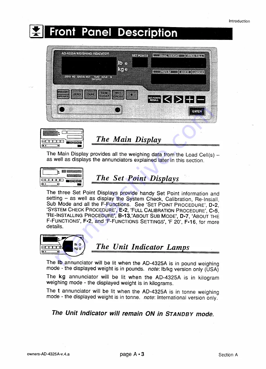 AND Weighing Indicator AD-4325A Instruction Manual Download Page 8