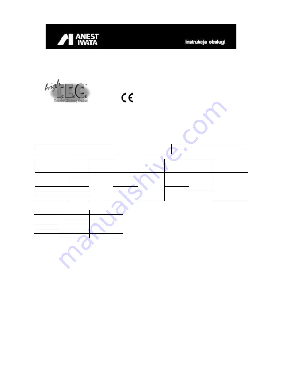 Anest Iwata High T.E.C. W400 WB Скачать руководство пользователя страница 1