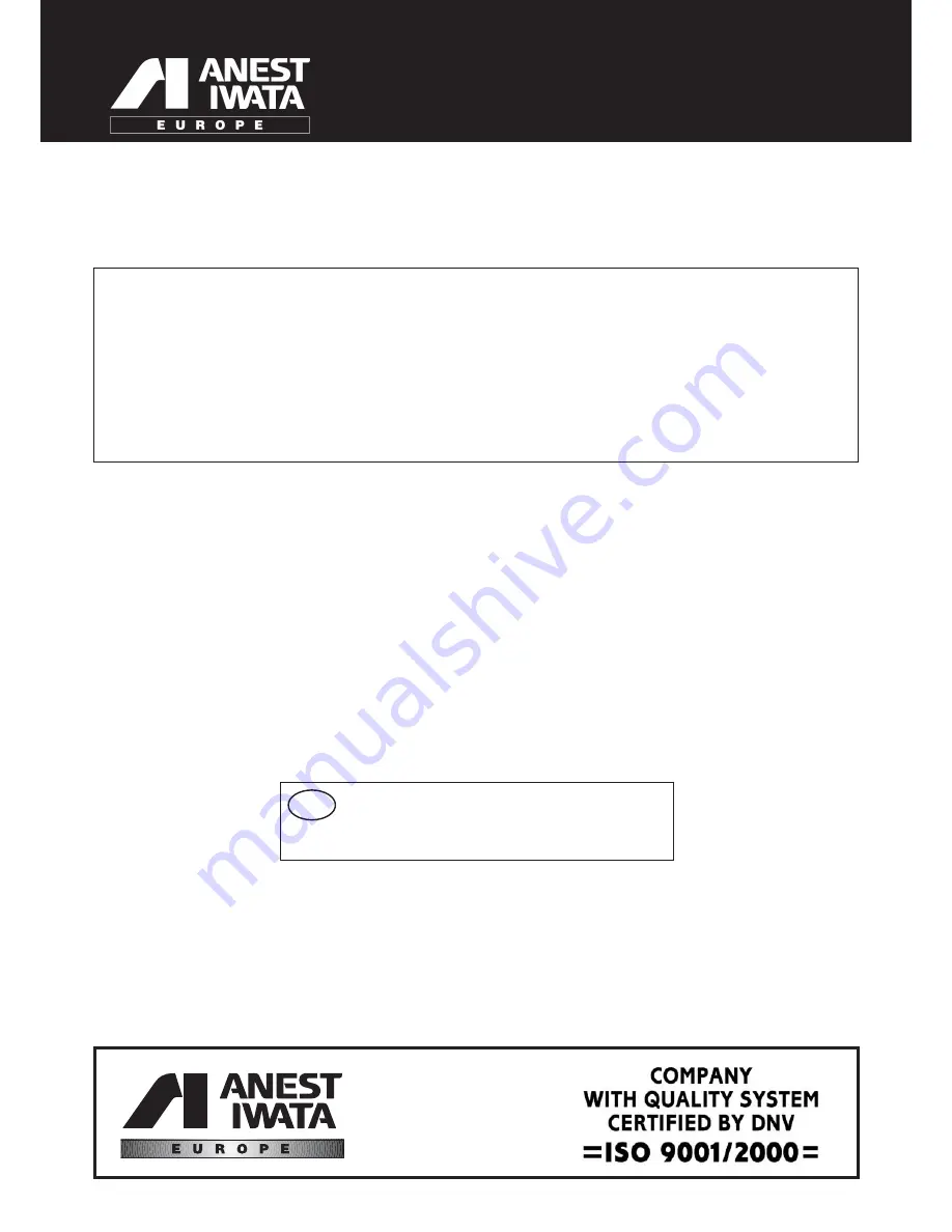 Anest Iwata IWK H2O Instruction Manual Download Page 1