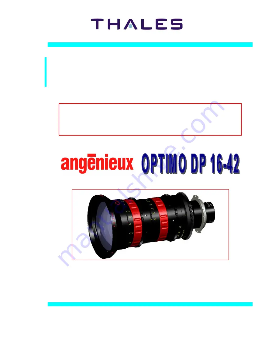 Angenieux Optimo DP 16-42 Скачать руководство пользователя страница 1