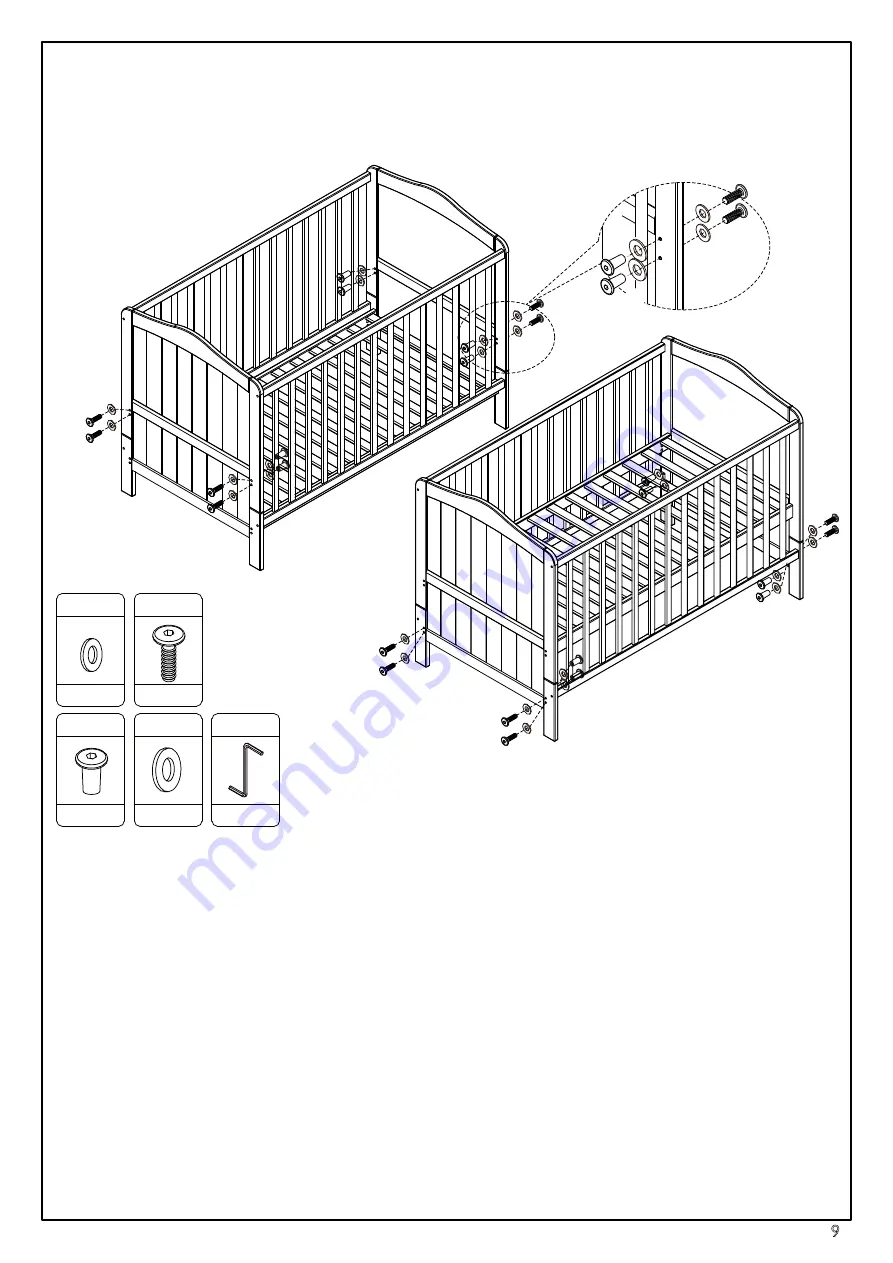 anko 2-in-1 Wooden Cot Скачать руководство пользователя страница 9