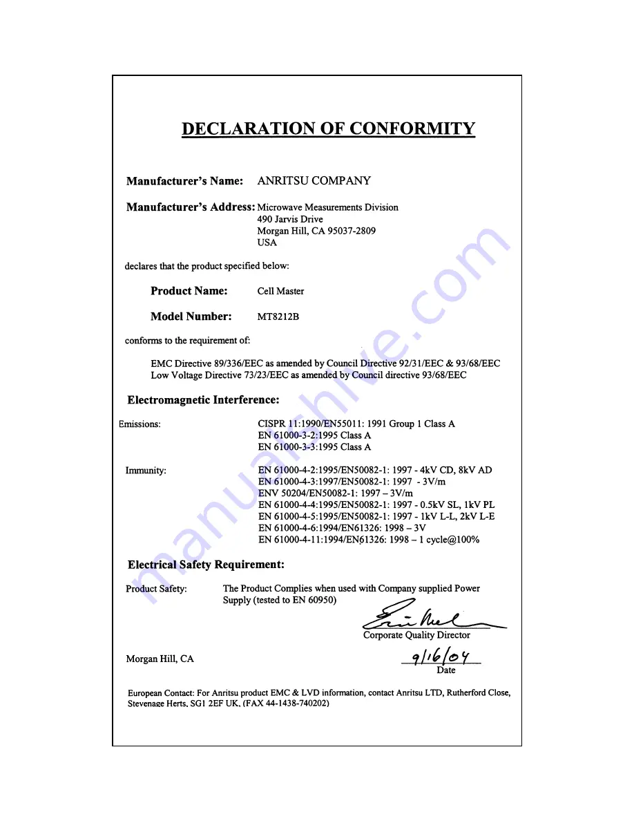 Anrtisu Cell Master MT8212B User Manual Download Page 3