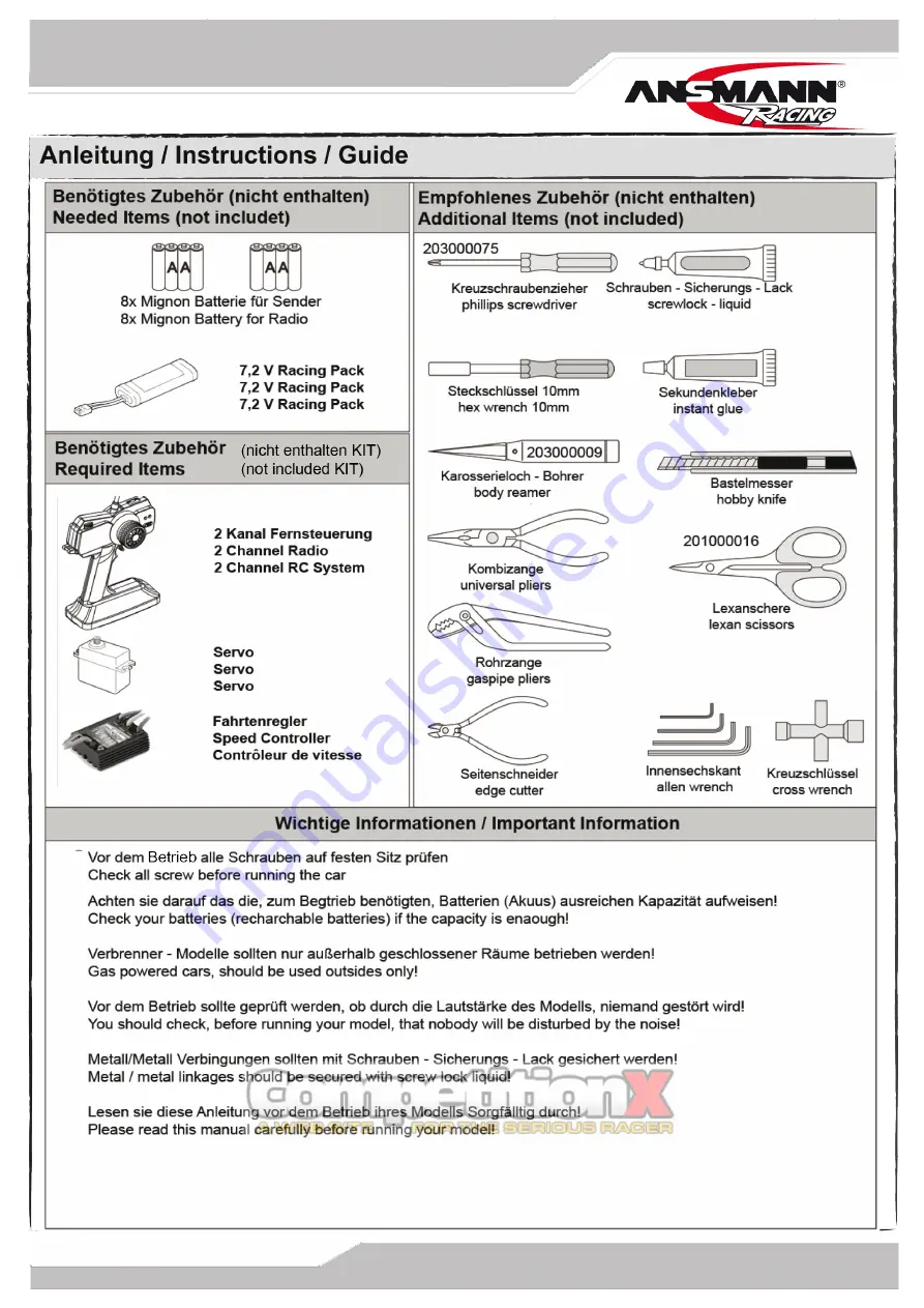 Ansmann Racing Hot Rod BL Manual Download Page 2