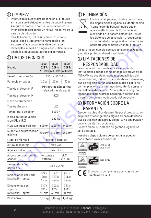 ANSMANN 1600-0283 Скачать руководство пользователя страница 22