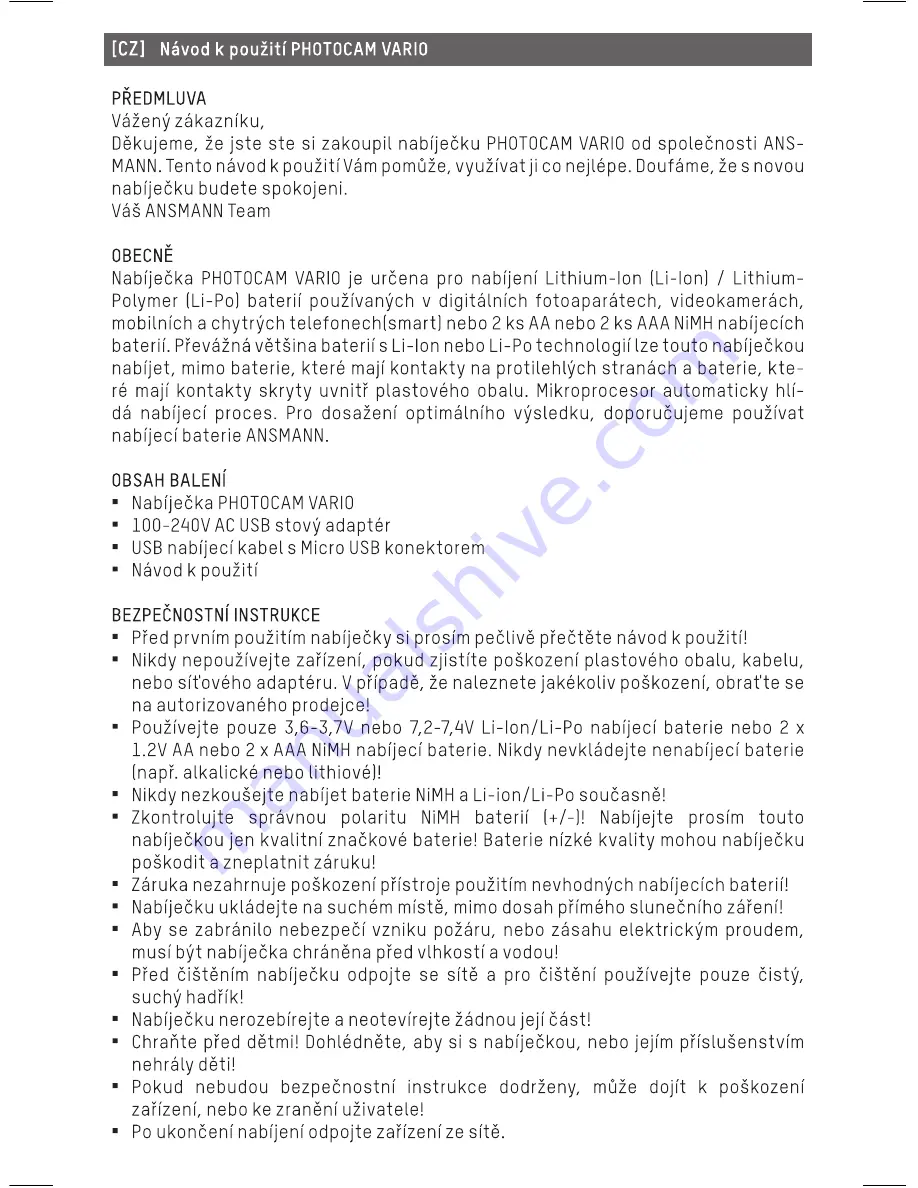 ANSMANN PHOTOCAM VARIO Operating Instructions Manual Download Page 11